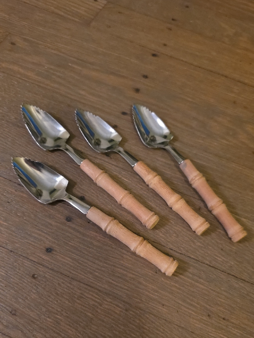 Grapefruit Stainless Steel Spoons With Wooden Handle - Set of 4